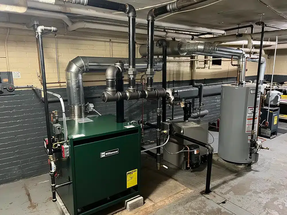 A steam boiler system installed in a home in Providence, RI.